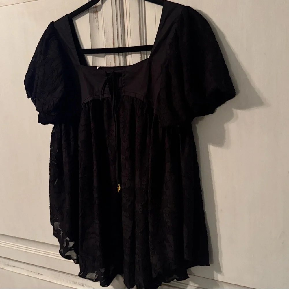 NWT Free people sunrise to sunset top black flowy floral lace - Picture 4 of 6